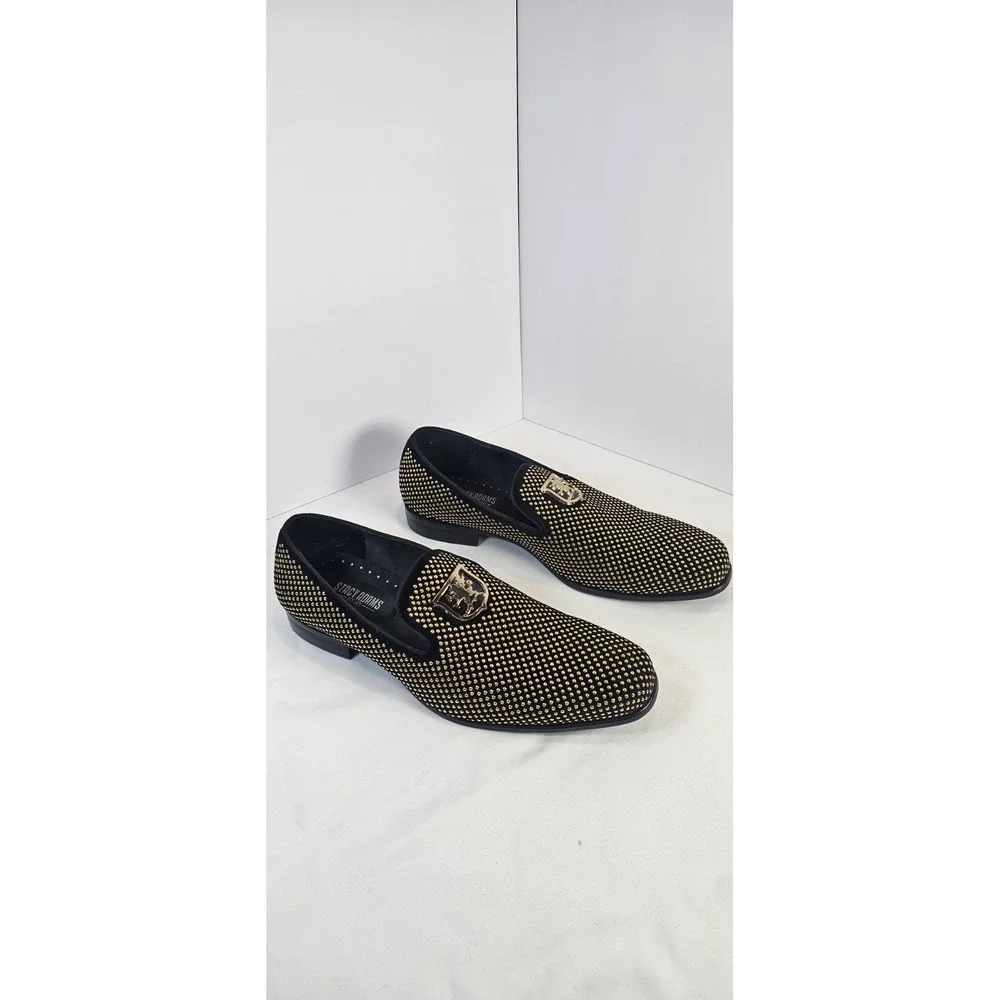 Stacy Adams Men's Gold Studded Slip-On Loafers -‎ Swagger Style 10.5 25228-715